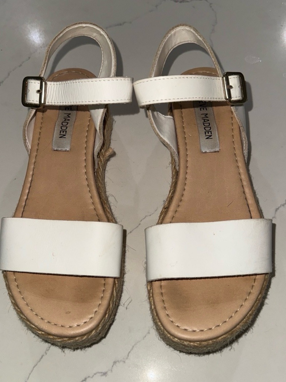 Steve Madden White Espadrille Ankle-Strap Sandals